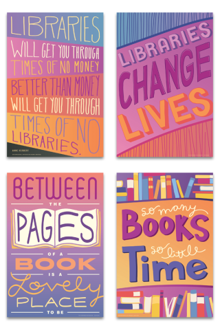 Libraries and Books Poster Set