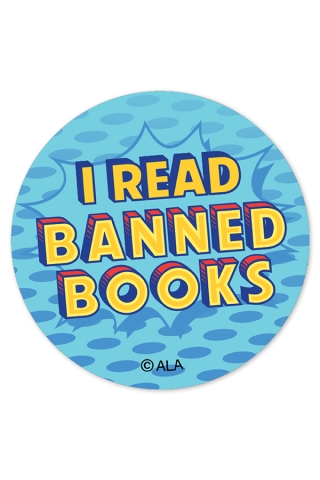 image of I Read Banned Books Blue Stickers