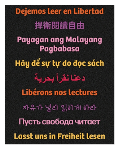 image of Let Freedom Read Multilingual Bookmark (close-up)